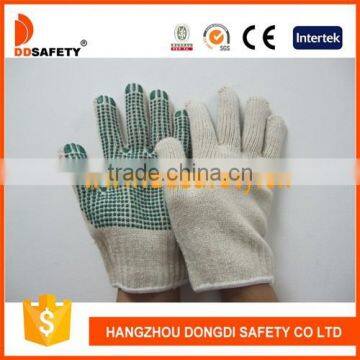 DDSAFETY 2017 7G 4 Threads Natural Cotton And Polyester String Knitted Gloves With Green Pigments photo-1
