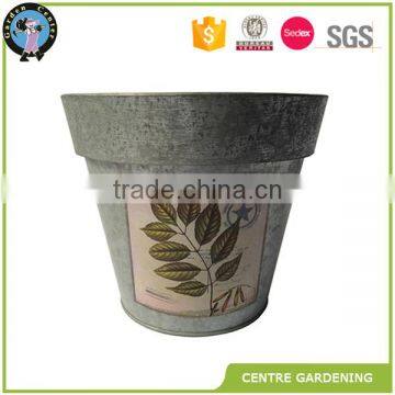 Seamless Integrated Cheap Antique Zinc Decal Printing Metal Flower Pots Planters