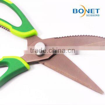 S52033T 9" Meat Cutting Tool Titanium Coating Kitchen Scissors With Plastic Handle photo-3
