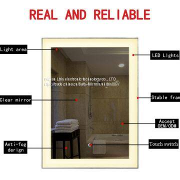 Extend Width Illuminate Bath Mirror Aluminum Edging Series, LED Light up Mirror With Anti Mist Film photo-2