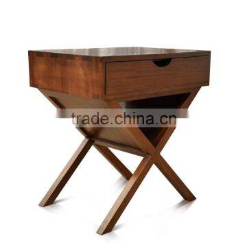Bedside Panama Cross Legs Brown Mahogany Wood Furniture photo-3