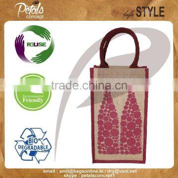 PP Laminated two bottle jute wine bag - for wholesale from india