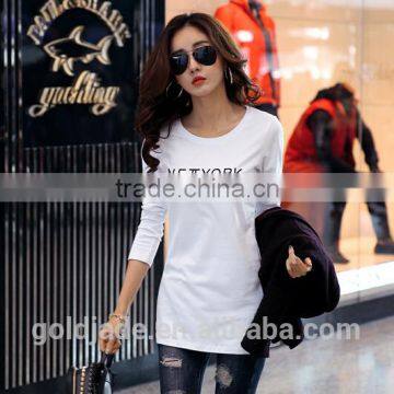 Customized Manufactorying 100% Cotton Long Pattern Long-sleeve T Shirt for Ladies photo-5