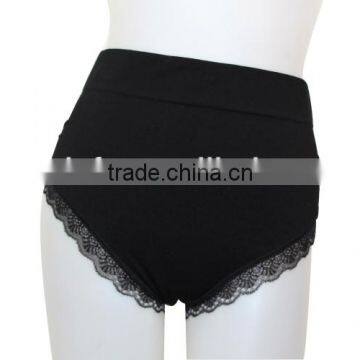 Black lace trimming women high waist briefs underwear/seamless underwear