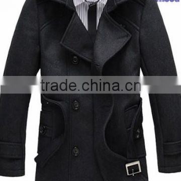 newest style men's woollen coat wool polyester fabric