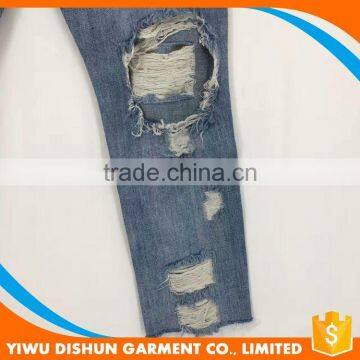 Women Wholesale Brand Worn Ninth Pants Blue Jeans photo-6