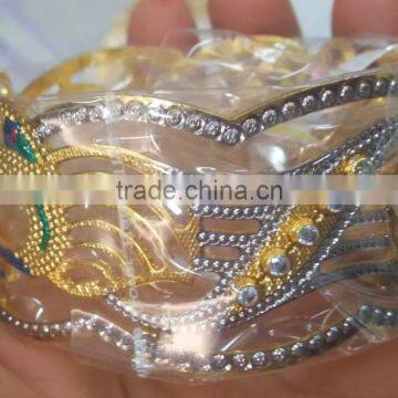 Peacock design Enamel Broad Hand Carved gold plated BRACELET BANGLE KADA