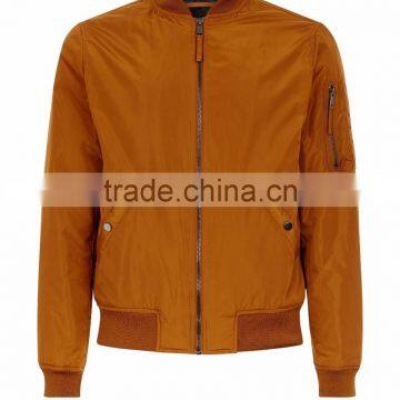 Hot Sale 2017 Fashion Customize Mens Camel Bomber Jacket Cuffed Hem 100% Polyester Double Pocket Sides photo-4