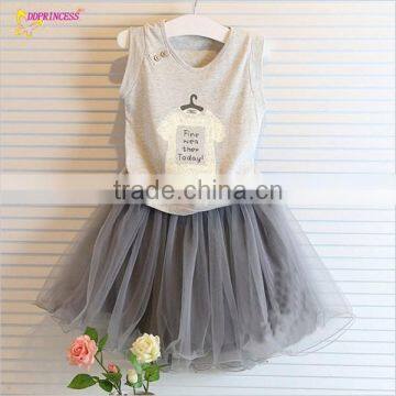 Kids Tulle Skirts Cotton T-shirt, Kids Clothing Sets European Style,Kids Elastic Tulle Skirts