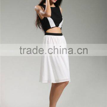 2017 High Quality Color Block Dresses Ladies Sexy Sleeveless Bodycon Dresses