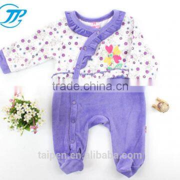 2015 Hot Selling New Born Baby Winter Romper Girls Purple Knitted Bodysuits