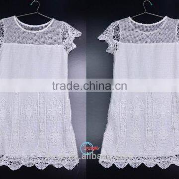 white cotton hand crochet casual long dresses