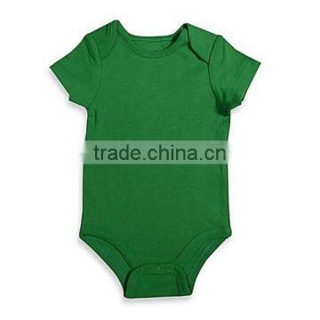 Short sleeve blank baby romper in green,custom plain baby rompers cotton