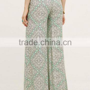 EY0599P New Style 2017 Ladies High Waist Printed Loose Wide-legged Pants photo-2