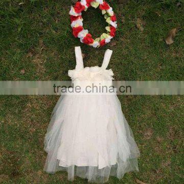 New Design 2015 Flower Girl Dress Girls White Dress Chiffon Girls Dress photo-3