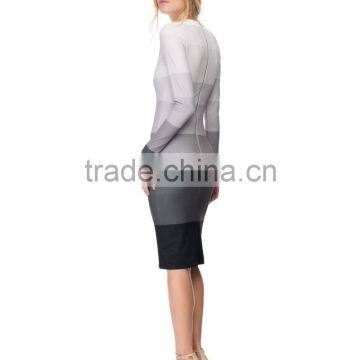 Silm Fit Gradient Stripes Tone Dress With Zip Fastening on the Back photo-4