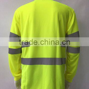 100%polyester hi Vis Rib Collar Long Sleeve Wicking High Visibility T-shirt photo-4