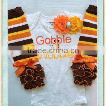 BABY girl Thanksgiving outfit White shirt Fall Outfit - Gobble 'till you Wobble - Baby girl photo outfit Thanksgiving legwarmer