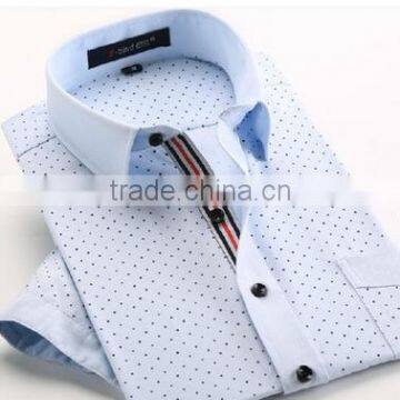 Fancy dot printed light color slim fit wholesale hawaiian shirt for men 2016