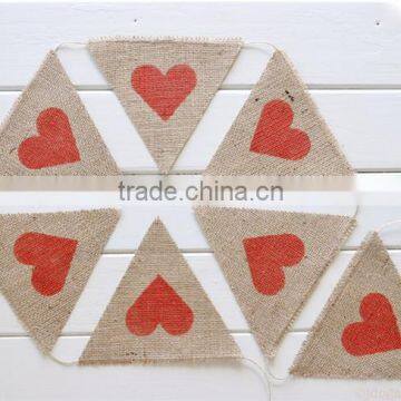 Hessian Bunting Banner Heart Rustic Wedding Baby Shower Party Red Valentine Love photo-4