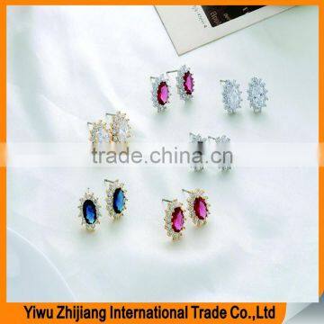 Fashion Sun Flower White Cubic Zircon Stone Earring