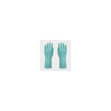 Green Kitchen Latex Gloves With straight cuff , Fish scale grip rubber gloves