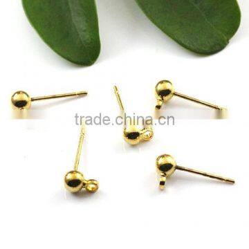 4x15mm Silver Gold Plated Ball Ear Stud With Hole For Earrings Making