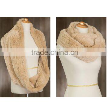 SJ656-01 Attractive Sozy Twice Round Neck Knitted Rex Rabbit Scarf Fashion