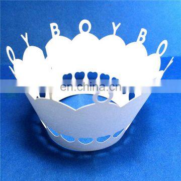 BOY word Laser Cut cupcake wrappers birthday wedding party supplies cake decoration baby shower favors