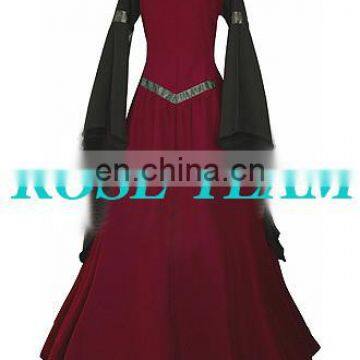 Rose Team-Free Shipping Custom-made Black And Dark Red Dress Medieval Luxurious Renaissance Victorian Dress Costume