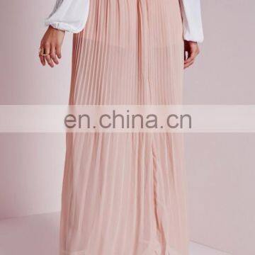 Split Side Chiffon Maxi Skirt Pleated Skirt photo-5