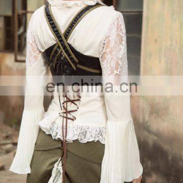 Steampunk Soft Blouse With Choker Look Collar photo-6