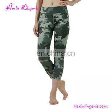 Women Sports Capri Yoga Pants Camouflage High Waist Slimming Leggings