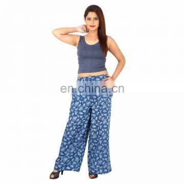 Ladies Wear Floral Printed 100%Cotton Trousers Loose Wide Leg Lounger Floral Print Palazzo Yoga Pants