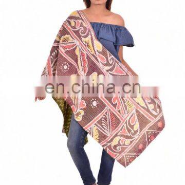 Cotton Kantha Vintage Scarf Reversible Sari Stole Hijab Bandana Shawl photo-3