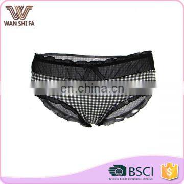 Wholesale classy nylon thin plaid black ladies trendy briefs