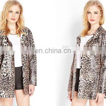 Latest fashion guang zhou custom casual/Leopard print raincoat jacket/clothing supplier china/wholesale lastest apparel