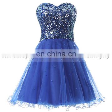 Latest Youthful Sweetheart Sleeveless Lace-up Tulle Sequins Mini Homecoming Dresses SD032