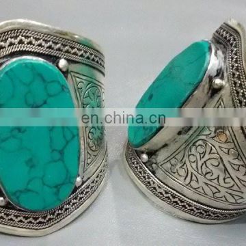 (KB-00002) Afghan Best Quality Low Cost tribal emerald Cuff