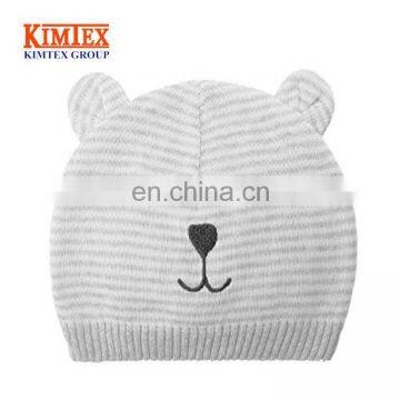 Unisex Baby Striped Bear Cap Soft Knitted Beanie Newborn Hat