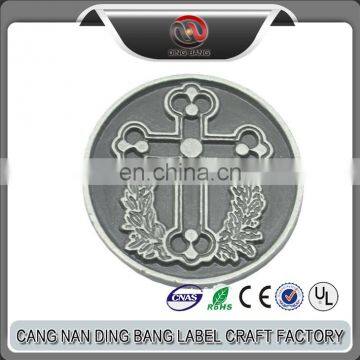 Wholesale Promotional Cheap Collective Souvenir Custom Zinc Alloy Antique Sliver Cross 3D Metal Coin