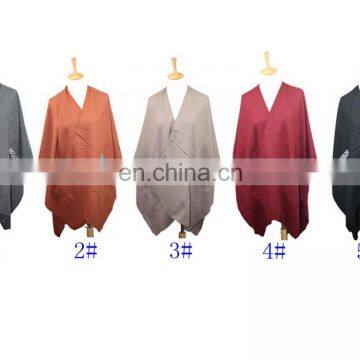 BJD1018 With pocket solid color bordure poncho