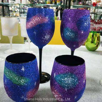 Customized different crafts colors egg shape wine glass drinking cup