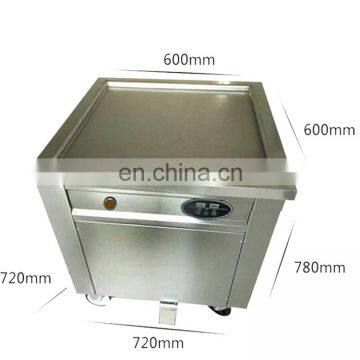 Fried Ice Cream Machine Single Round Pan Ice Cream Roll Machine with Salad Fruits Workbench 6pcs Tanks Cooling