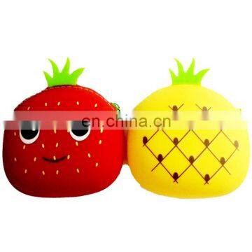 Creative Strawberry Key Coin Bag Custom Emoji Logo Printing Women Wallet Fashion Zip Silicon Purse photo-6