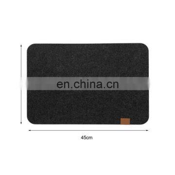 polyester felt table placemat with leather pressed logo