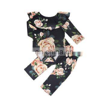 Baby Girls Boutique Outfits Floral Printed Sleeve Romper And Long Trousers Girls Autumn 2019 Super Beauty Kids Clothing Set photo-5