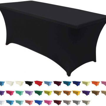 Spandex Tablecloths for 6ft Home Rectangle Rectangular Table Fitted Stretch Table Cover Black photo-2