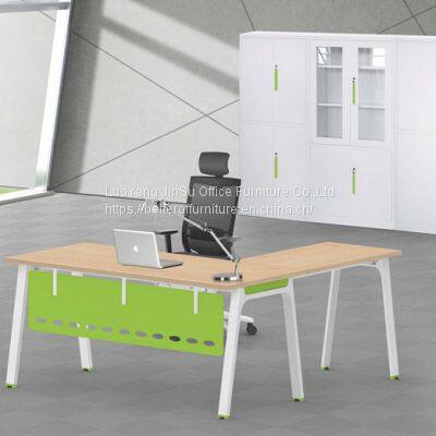 Manager use L shape office desk 3060 steel frame wooden modesty panel