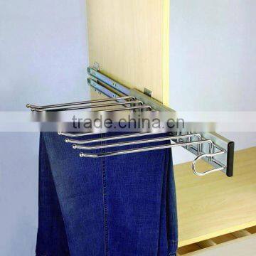 Pull-out trousers rack for wardrobe